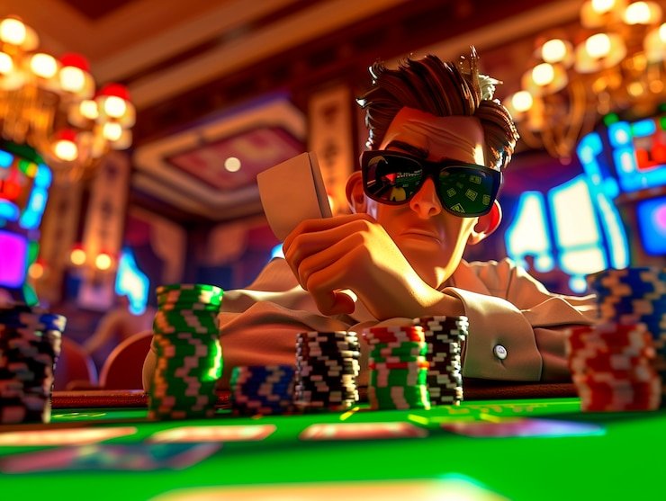 Live Big Time Gaming dealer at pttogel resmi studio with visible card deck and betting layout